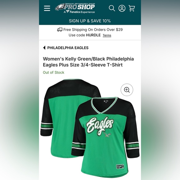 NFL Team Apparel Women's Kelly Green Philadelphia Eagles 3/4-Sleeve T-Shirt sz S - Picture 1 of 13